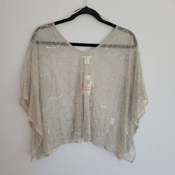 Bar III Tops - NWT BAR III Sheer Embroidered top, S